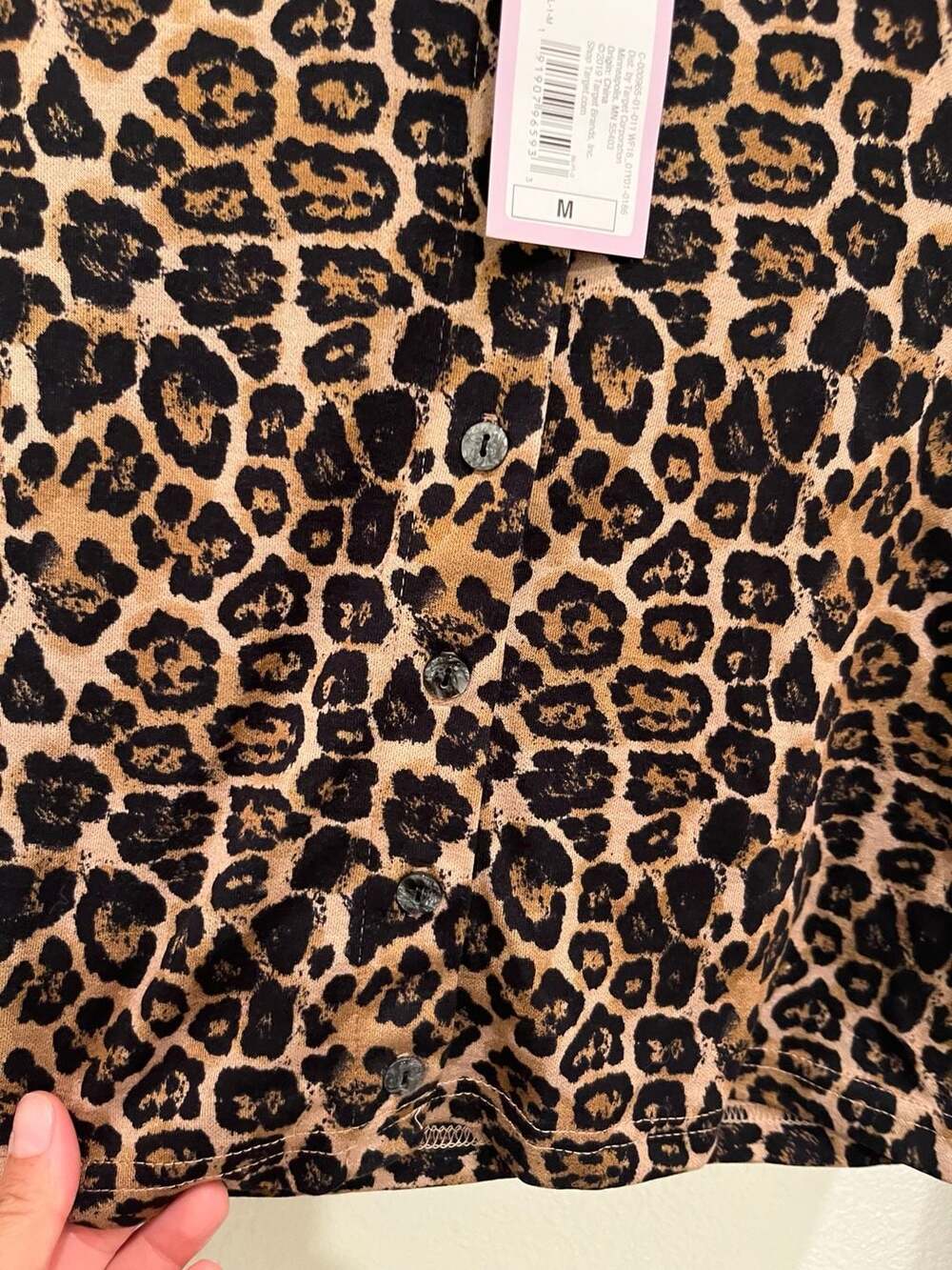 Wild Fable Leopard Print Long Sleeve Cropped Button-Down Shirt - Picture 3 of 5